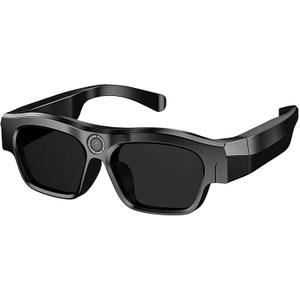 Smart Glasses with Camera, 4k Video Camera Glasses with TF Card, Recording Glasses for Driving Riding Training VX18 (Black)