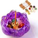 15 Pcs Crystal Lotus Incense Burner Set, Amethyst Resin Backflow Type with Removable Ash Catcher & 40 Sticks, for Meditation and Yoga