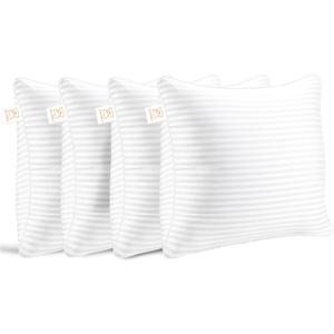 Yettbea Pillow Insert Set of 4, Soft Virgin Microfiber Square Throw Pillow Inserts for Living Room, Couch Bed Pillows, Down Alternative Filled, 18x18 Inch (45x45cm White Striped)
