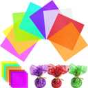 Ceydoew 120 Pcs Colored Cellophane Sheets, Easily Shaped Cellophane paper, Cellophane Wrap for DIY Crafts, Holiday Decorations, Small Gifts Packaging, Window Decorations. (7.5 x 7.5 Inch)