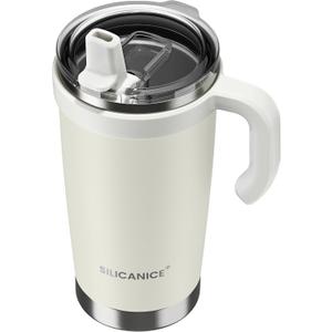 For Iced Coffee & Smoothies Never Drink from a Moldy Lid Again: 20oz Hygienic Tumbler, 100% Leakproof Lid & Removable Foldable Spout. Reinforced Base, Fits Cup Holders - Cream