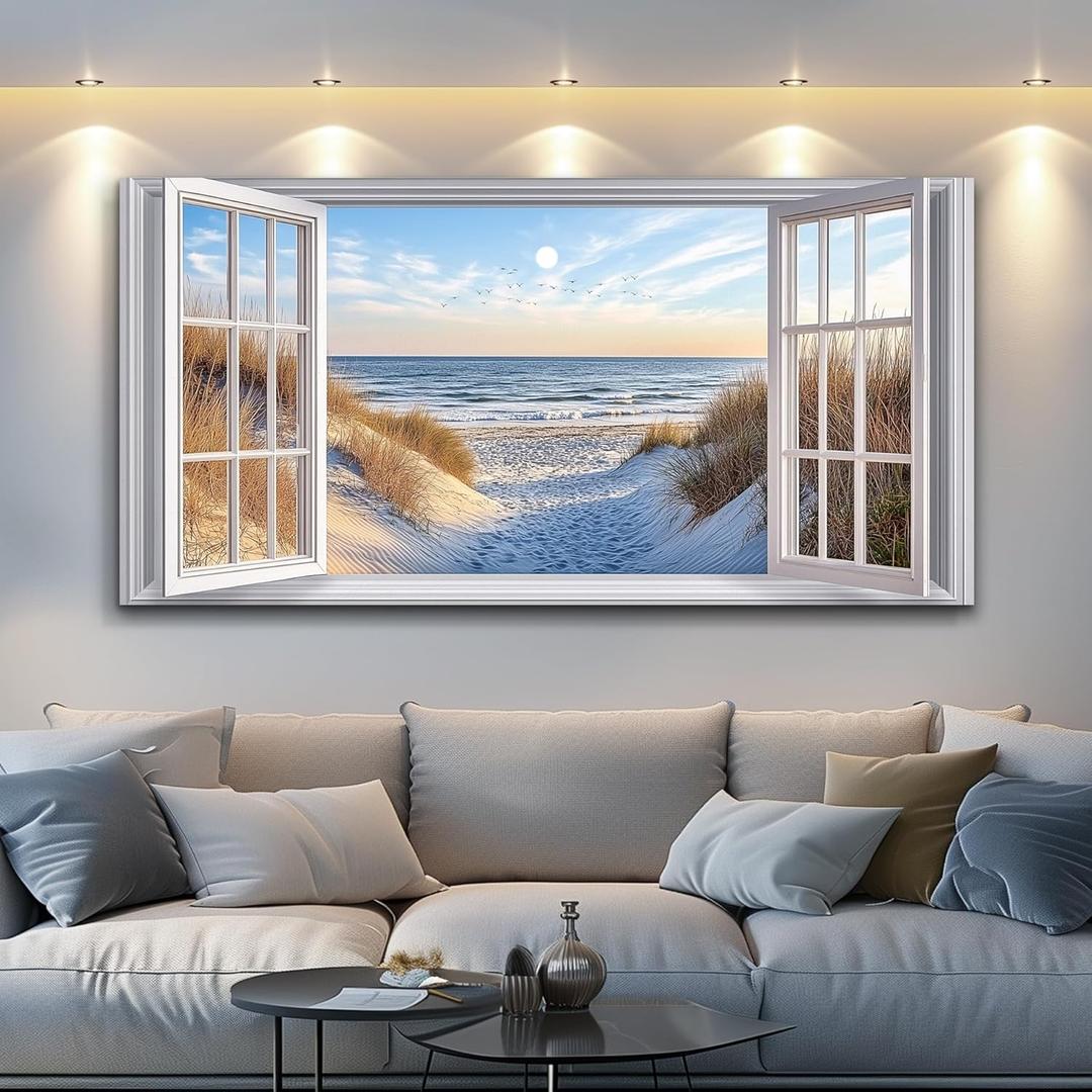 JUDASJART Canvas Wall Art For Living Room Wall Decor For Bedroom Office Wall Decoration Coastal Beach Landscape Painting Farmhouse Pictures Artwork Room Aesthetic Home Decor 20x40 In