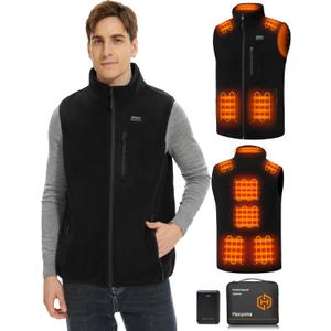 Fleece Heated Vest for Men with Battery Pack 16000mAh 7.4V, Warming Mens Heated Vest, Fleece Heating Vests for Men (XX-Large, Black)