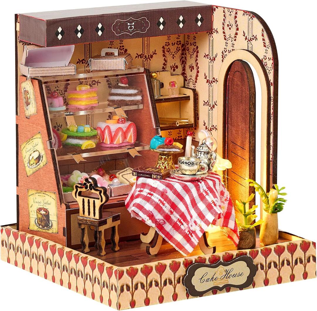 BenBen DIY Miniature House Kit, Cake Shop Model Craft Kits, Furniture, Mini Doll House Building Kit for Adults, Teens, Tiny Dollhouse Diorama for Stress Relief, Home Dcor
