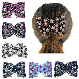 Magic Hair Side Combs Stretch Double Clips Hair Combs Bun Maker Tool for Women Girls Thick and Thin Hair Styling Accessories, Pack of 6