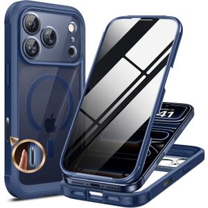 Miracase Magnetic for iPhone 17 Pro Max Case with Privacy Screen Protector [Compatible with MagSafe],Full Camera Protection and Full Body Shockproof Bumper 17 Pro Max Phone Cover 6.9", Blue