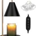 Aimoptg Candle Warmer Lamp with Timer, Electric Candle Warmer with Dimmable Light, Scented Wax Melter, No Smoke, Compatible with Various Jar, with 2 Light Bulbs, Home Decor-Black