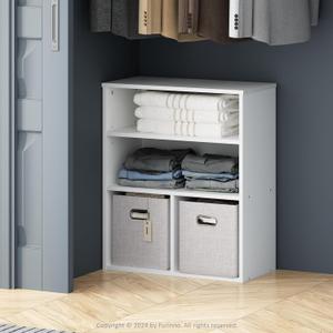 Furinno Reed Closet Organizers and Storage, 3-Tier Closet Organizer, Open Shelf Closet Storage, for Wardrobe, Bedroom, Living Room, White