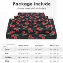 Queen Size Bed Sheet Sets, Red Black Cherry Fruit Soft Microfiber 4 Pcs Bedding Sets for Kids and Adults Bedroom Bed Decor, Retro Leaf Summer Flat, Fitted Sheet and 2 Pillowcases (Cherries)