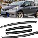 Window Visor for Honda Fit 2009-2014, Out-Channel Rain Guards Shields Vent Deflector Shade Wind Dark Smoke 2010 2011 2012 2013, Tape-On Outside-Mount, 4PCS