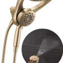 Delta 5-Setting HydroRain 2-in-1 Dual Shower Head with ProClean Spray, Brushed Gold High Pressure Shower Head with Handheld Spray, 1.75 GPM Flow Rate, Champagne Bronze 75419CZ