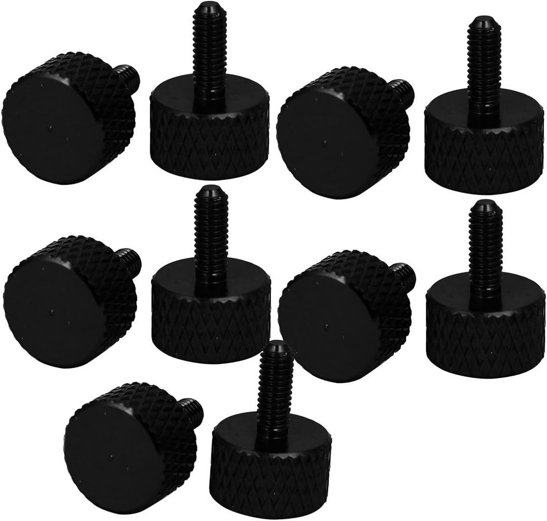 Uxcell M3x8mm Knurled Thumb Screws Aluminum Alloy Fully Threaded Computer PC Case Thumbscrew Black 10Pcs