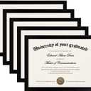 upsimples Certificate Frame with High Definition Glass, 8.5 by 11 Picture Diploma Document Frames for Wall and Tabletop, Black 5 Pack