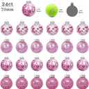 AMS 24ct Clear Christmas Ball Ornaments, 2.76''/70mm Shatterproof Hanging Xmas Balls Baubles Set for Christmas Tree with Stuffed Delicate Decorations for Wedding Christmas (Pink)