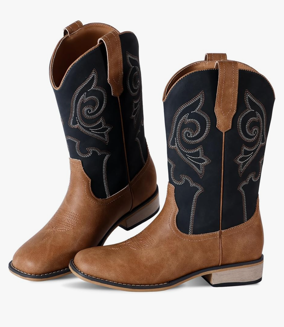 RLW Kids Cowboy Boots for Boys Girls Western Square Toe Youth Cowgirl Boots for Toddler Little Kid 4