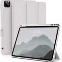 kenke Case for iPad Pro 11 Inch 4th/3rd/2nd Generation (2022/2021/2020) with Pencil Holder, Slim Trifold Smart Cover with Soft TPU Back, Support 2nd Gen Pencil Charging, Auto Sleep/Wake, Gray