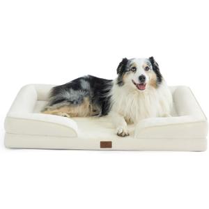 Bedsure XL Orthopedic Dog Bed for Extra Large Dogs - Washable XLarge Dog Cat Bed Waterproof, Comfort Dogs Couch Sofa with Washable Removable Cover, Pet Bed with Nonskid Bottom, Ivory, 42" (Beige)