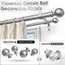 Double Curtain Rod 36-76 Inch, Silver Dual Curtain Rods for Windows, 1 Inch Decorative Adjustable Heavy Duty Telescopic Spliced Window Treatment Rods Set for Bedroom Living Room Farmhouse