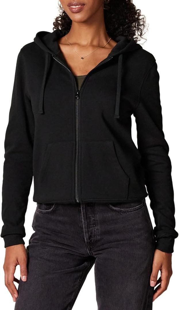Amazon Essentials Women's Full-Zip Hoodie, Black, XX-Large Regular
