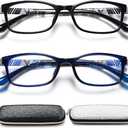 EYEURL 2 Pack of Blue Light Blocking Men Women Reading Glasses 1.25 Ladies Computer Readers Lightweight TR90 Flexible Frame Rectangular Eyeglasses Anti Eyestrain UV Protection