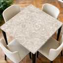 Square Fitted Tablecloth with Elastic Edge Design Table Cover Waterproof Stain-Resistant Wipeable Table Cloth for Kitchen Dining Picnic Patio Outdoor Party Flower 60x60 Inch