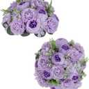 BLOSMON Peony Flower Balls Centerpieces: 2pc 9.5 Inch Lilac Fake Peony Floral Arrangement Bouquet Wedding Dinning Table Decoration Easy Use Artificial Silk Kissing Ball Home Party Decor