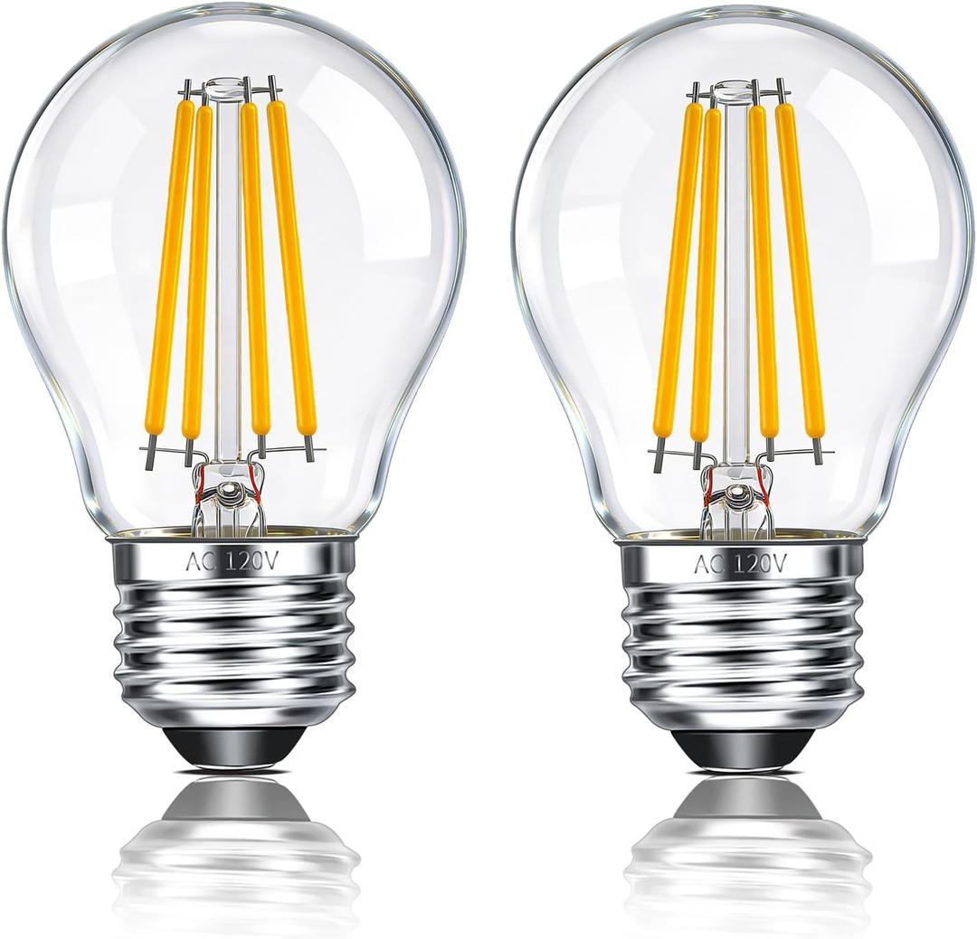G45 LED Edison Filament Bulb 4W (40 Watt Equivalent), 2700K Warm White, E26 Base Clear Glass Small Globe Light Bulbs for Pendant Lights & Chandeliers, Non-Dimmable, 2 Pack