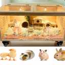 Brooder Box for Chicks Pine Wood Chicken brooder Box with Thermostat & Heating Lamp & Brake CastersSolid Panels Chick brooder for Chicks, Ducklings, Hamsters, Guinea Pigs - Chew-Proof (40x20x20 in)