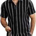 VATPAVE Mens Summer Striped Shirts Button Down Short Sleeve Vintage Beach Hawaiian Shirts with Pocket Size XL