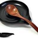 Spoon Rest for Stove Top, 6.2" Large Ceramic Spoon Holder for Kitchen Counter, Cooking Utensil Rest for Spatula, Spoon & Ladle, Kitchen Counter Decor for Mother's Day, Matte Black