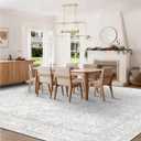 10x14 Area Rugs for Living Room: Washable Large Vintage Floral Rug Low Pile Non-Slip Boho Carpet for Bedroom Home Office Dining Room (FloralGrey, 10'x14')