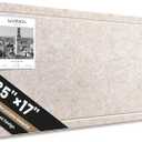 Large Bulletin Board, 35 X 17 Inches Felt Cork Board with 40 Pushpins, Foldable Felt Notice Pin Board Photo Display Board with Self-Adhesive Tape for Office Home School (Coral Beige)