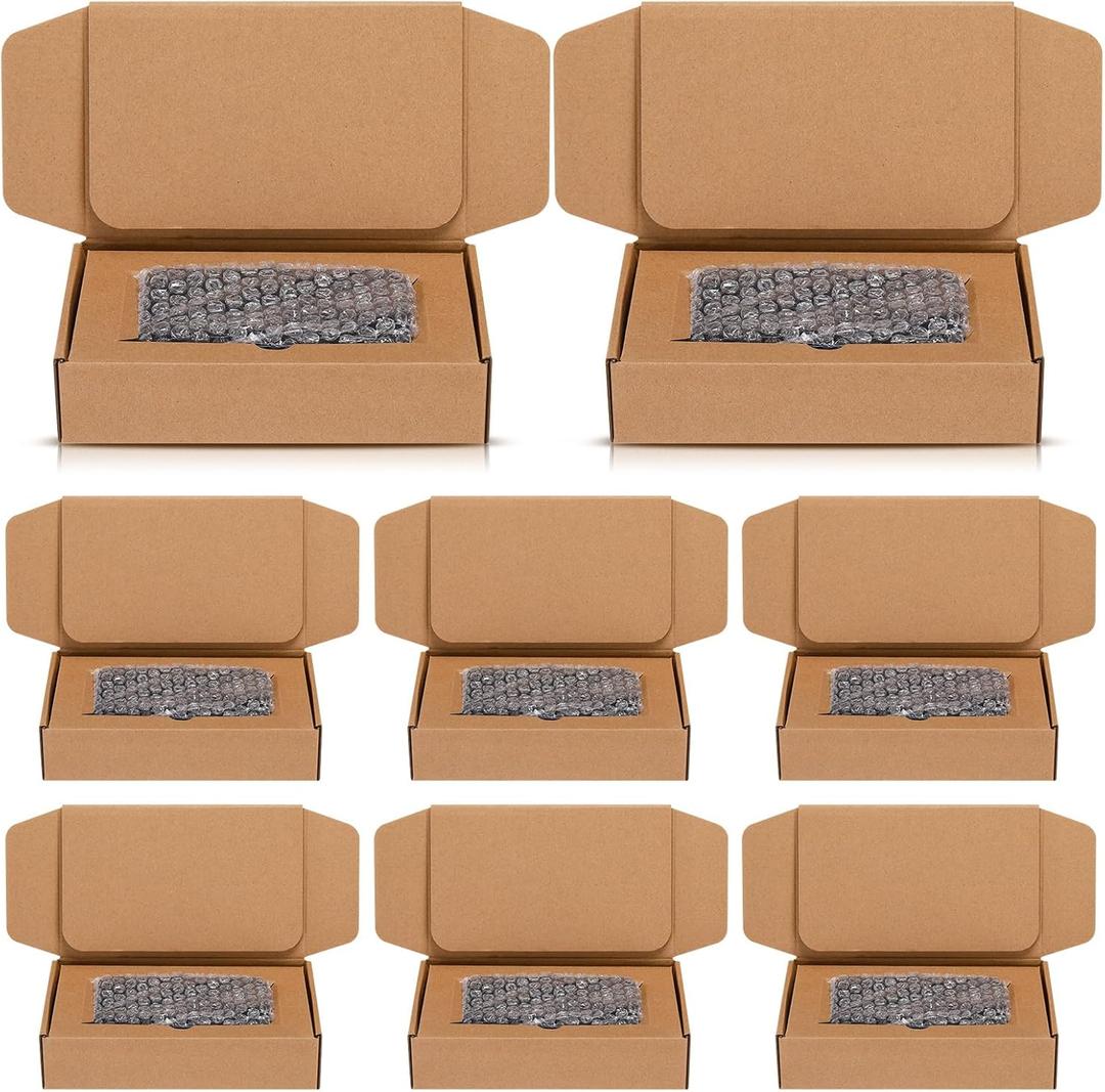 Fuyoooo 8 Pcs Universal Cell Phone Packing Box 9 x 5 x 2 Inch Smart Phone Packing Box with Clear Bubble out Bag Double Decker Large Cardboard Compartment to Store for Recyclable Packaging