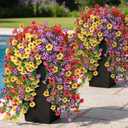 8 Bundles Artificial Hanging Morning Glory Flowers for Outdoor, Realistic Hanging Flowers Silk Fake Morning Glory with Faux Eucalyptus for Yard Garden Porch Patio Balcony Home Decor (Mixed Color)