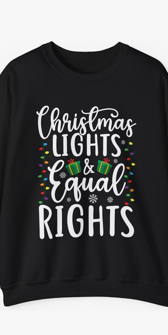 Christmas Lights And Equal Rights Xmas Equality Ugly T Shirt Size L