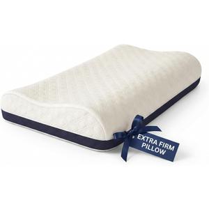 Extra Firm Pillow for Sleeping - Hard Memory Foam Neck Support for Side Sleepers, Heavy Duty High Density Bed Contour Pillow, Spinal Alignment & Cooling Comfort, Washable Cover