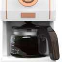 Amaste Retro Style Coffee Machine with 25 Oz Glass Coffee Pot, Reusable Coffee Filter & Three Brewing Modes, 30minute-warm-keeping, Elegant White with Rose Gold