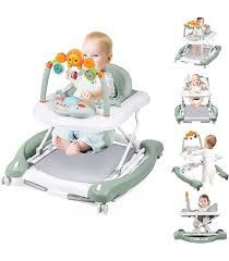 Boyro Baby Baby Walker, 5-in-1 Baby Walkers for Boys and Girls 6-12 Months with Bouncer, Removable Footrest, Feeding Tray & Music, Foldable & Adjustable Activity Walker for 6-18 Months Toddler Infant