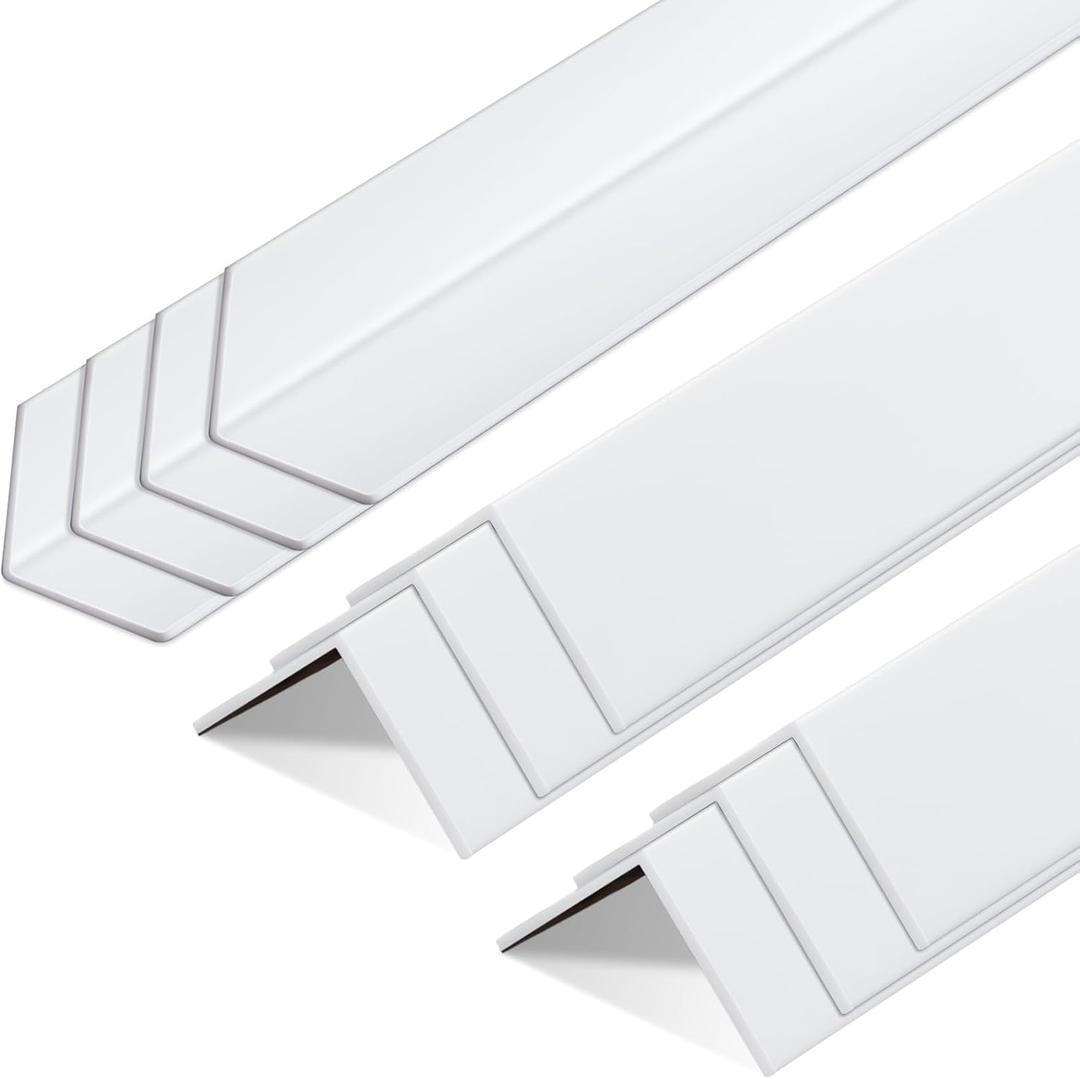 Sasylvia 10 Pcs Wall Corner Protector Guards, Vinyl 1-1/8 x 48 Inches Corner Trim Molding, Avoid Scratching Scuffs, Ease Install and Cleaning for Door Tables Countertop Furniture Cabinet Protection