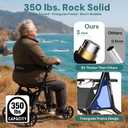 Zero Wobble Rollator Walker with Seat for Seniors, 350lb Capacity, 18" Extra Wide Seat, 8" Wheels & Dual Brake, One-Hand Folds to 9.6", 7-Level Handle Adjustable, Cup Holder & Cane Clip, Factory sl