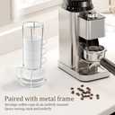 4 Pcs Ceramic Cappuccino Cup with Saucers and Metal Stand, Stackable Espresso Cup for Espresso Specialty Coffee Drinks Latte Americano and Tea(white,1)