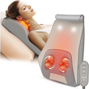 Back Massager for Pain Relief Deep Tissue, Shiatsu Back and Neck Massager with Soothing Heat, Vibration Kneading Massage Pillow for Neck Shoulder, Gifts for Women Mom