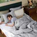 Bedsure Cooling Duvet Cover Queen - Moisture Wicking and Silky Eucalyptus Lyocell Cotton Hybrid Comforter Cover Set for Hot Sleeper - Buttery Soft and Breathable, Cooling Bedding Set, Silver Grey