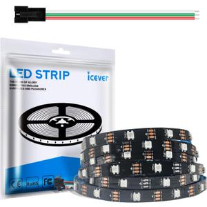 16.4FT WS2812B 5V LED Strip Lights 150 Individual Addressable RGB IC 5050SMD LEDs - Flexible Black PCB IP30-30LEDs/m MagicRGB Dream Color for DIY Chasing Color Project (No Power Supply & Controller)