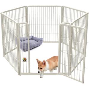 FXW Homeplus Dog Playpen for Indoor Use - Stress-Free and Safe Play, Heavy Duty 32 Inch 6 Panels Dog Pen for Puppies, Small and Medium Dogs, WhitePatented