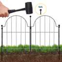 Blingluck Garden Fence, 17in(H) x 27.5 ft(L) Arched Rustproof Metal No Dig Fence Garden Fence Border,Ground Stake Animal Barrier Fence for Rabbit Dog, Outdoor Landscape Decor for Yard & Patio,25 Pack