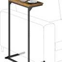 TUTOTAK C Shaped End Table, Tv Tray, Small Side Table, 28.7 inch Tall Couch Table, Tray Table, Sofa Table, Living Room, Bed Room, Brown TB01BB071
