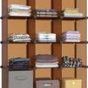 HOMIDEC Closet Organizer, 12-Cube Closet Organizers and Storage, Cube Storage Organizer for Kids, Closet, Bedroom, Bathroom, Office, Brown