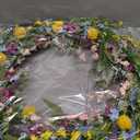 26 Inch Spring Summer Colorful Flower Wreath for Front Door, Forsythia Lavender Wild Flowers Wreath for Home Decor, Colorful Wild Flowers with Green Leaves for Everyday