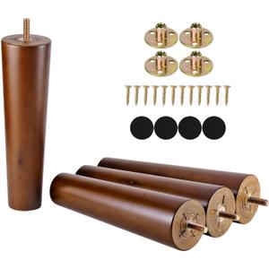 Wood Sofa Legs 8 Inch Set of 4 Cabinet Chair Mid Century Modern Replacement Furniture Feet Set of 4 Screw in Predrilled M8 Bolt